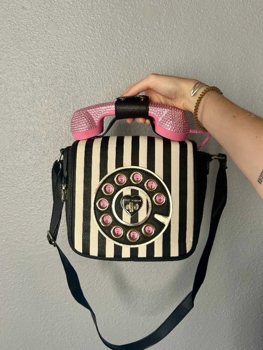 Betsey Johnson Kitsch Dial Up Rotary Phone Crossbody Bag with Phone